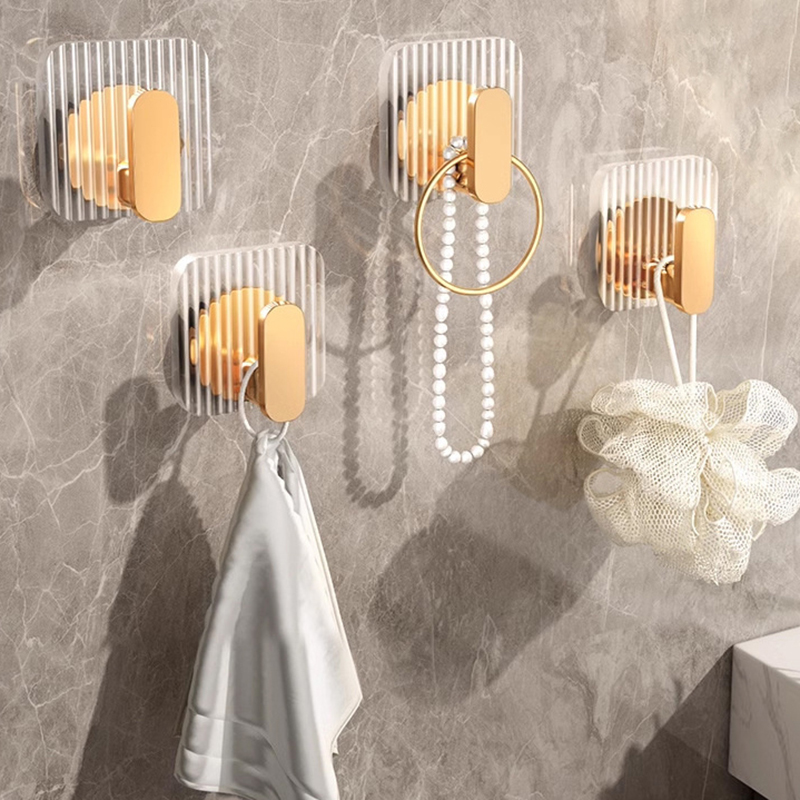 1/4 Stuks Zelfklevende Wandhaken Acryl Badkamer Haken Voor Opknoping Waterdichte Luxe Zelfklevende Haak Handdoekhouder Woonaccessoires