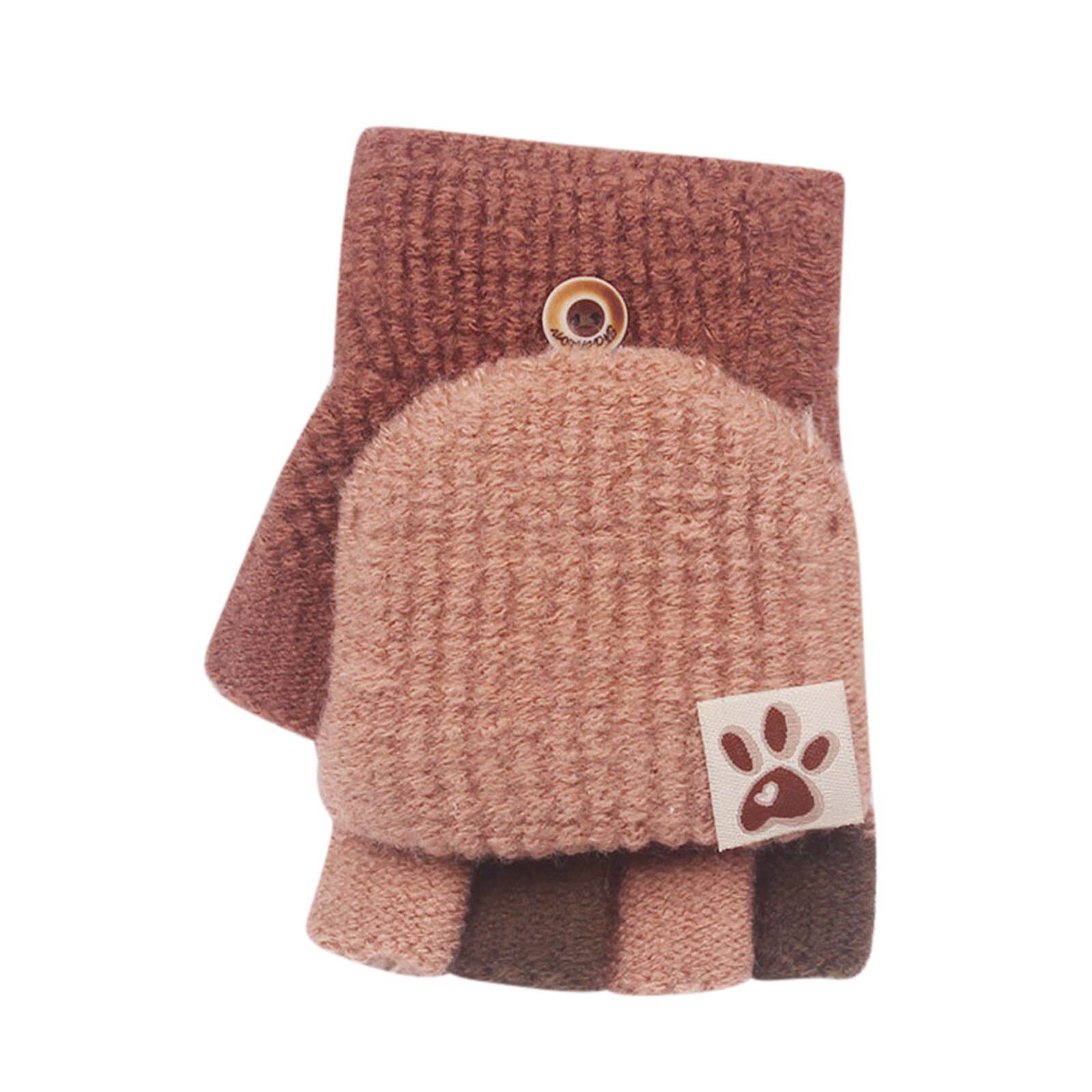 Kinderen Kids Winter Warm Thicken Handschoenen Meisjes Jongens Peuter Leuke Kat Wanten Imitatie Kasjmier Vinger Handschoenen Voor 1-7T: Khaki