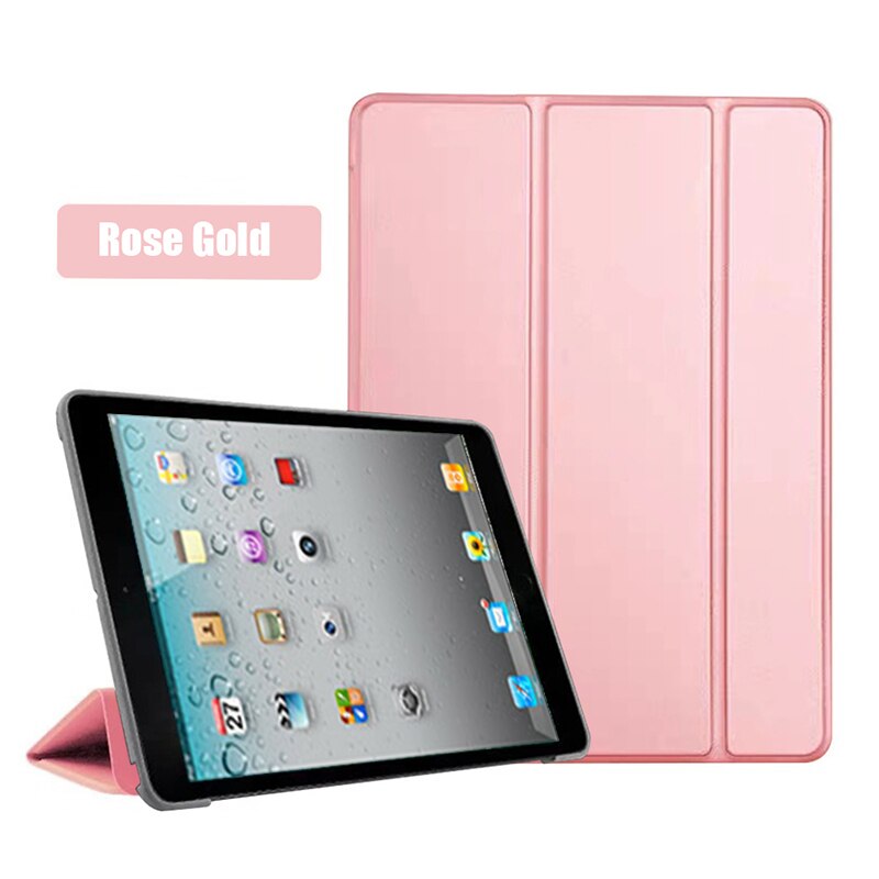 For iPad 2 iPad 3 iPad 4 PC Back Case PU Leather Stand Cover A1395 A1396 A1397 A1416 A1430 A1403 A1458 A1459 A1460 Tablet Case: Rose Gold