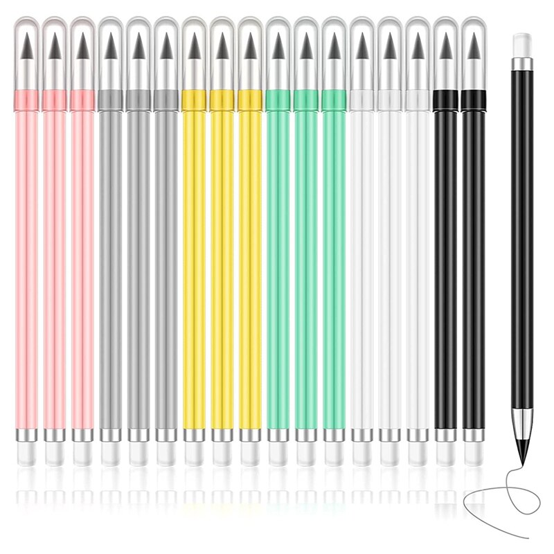 18 Pcs Inkless Pencil Reusable Everlasting Pencil Eternal Pencil Erasable Pencils With Eraser For Writing Drawing: Default Title