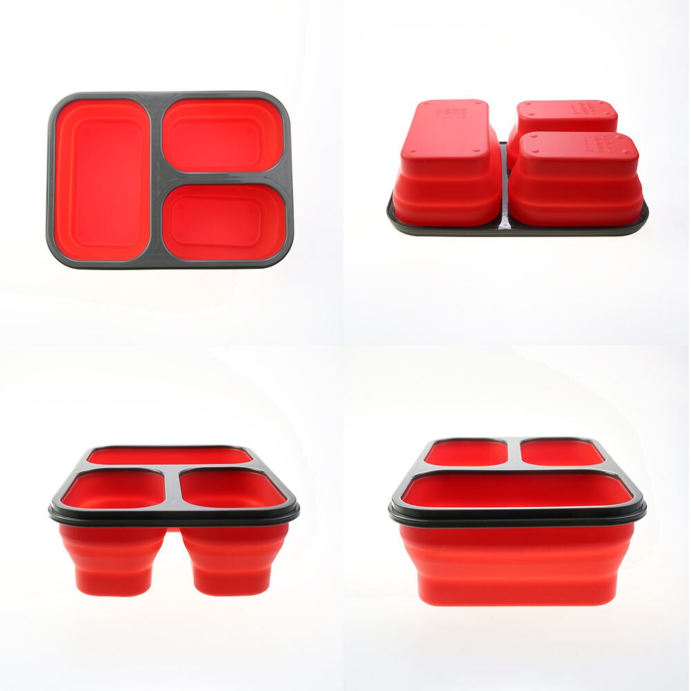 Silicone world 1300ml Silicone Collapsible Portable Lunch Box Large Capacity Bowl Lunch Bento Box Folding Lunchbox Eco-Friendly