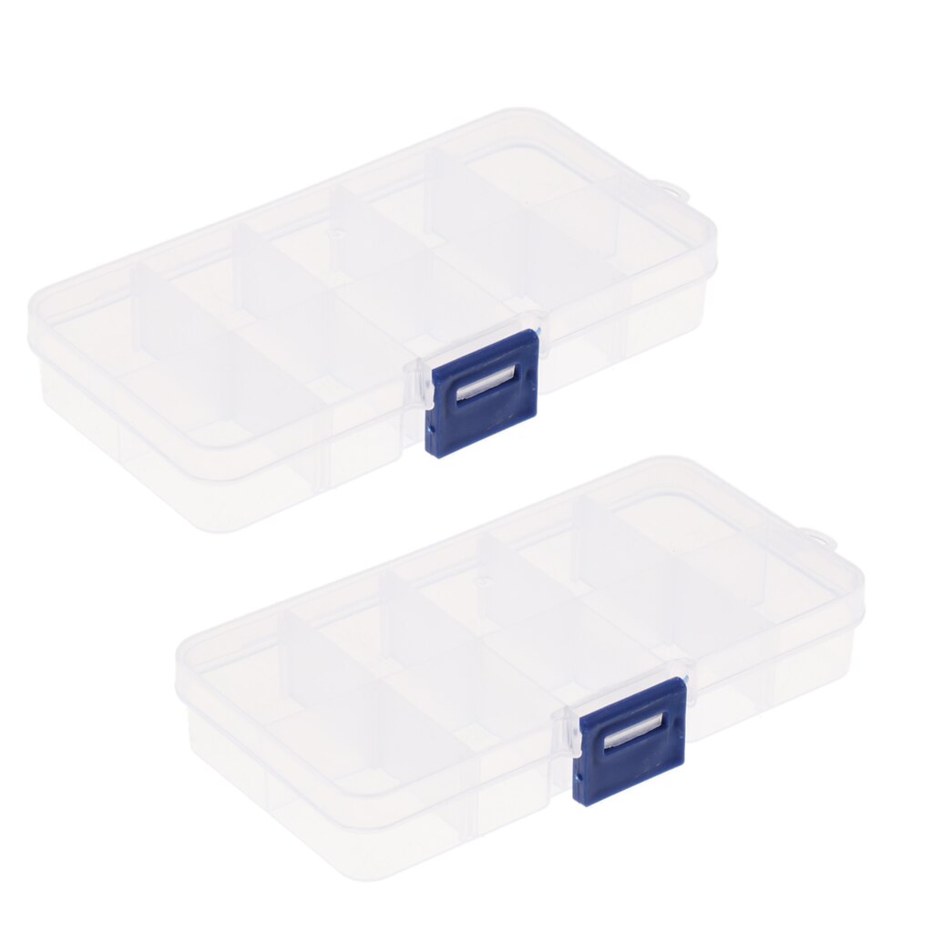 2 Pack Of Double Sides 10 Slots Compartment Storage Box Clear Tool Case