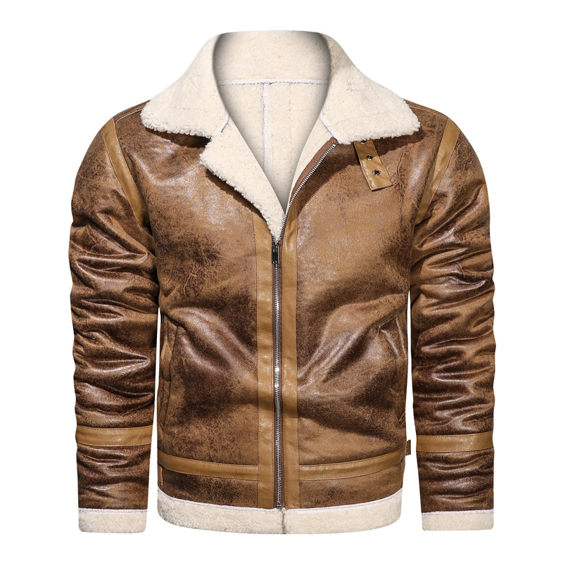 Winter Heren Leren Jas Oversized Bovenkleding Retro Casual Jassen Heren Bont Motorjassen A2fh06