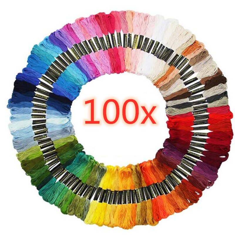 50/100Pcs Embroidery Floss Cross Stitch Thread Mix Colors Cotton Sewing Skeins Floss Kit DIY Craft Sewing Tools Needlework: 100pcs