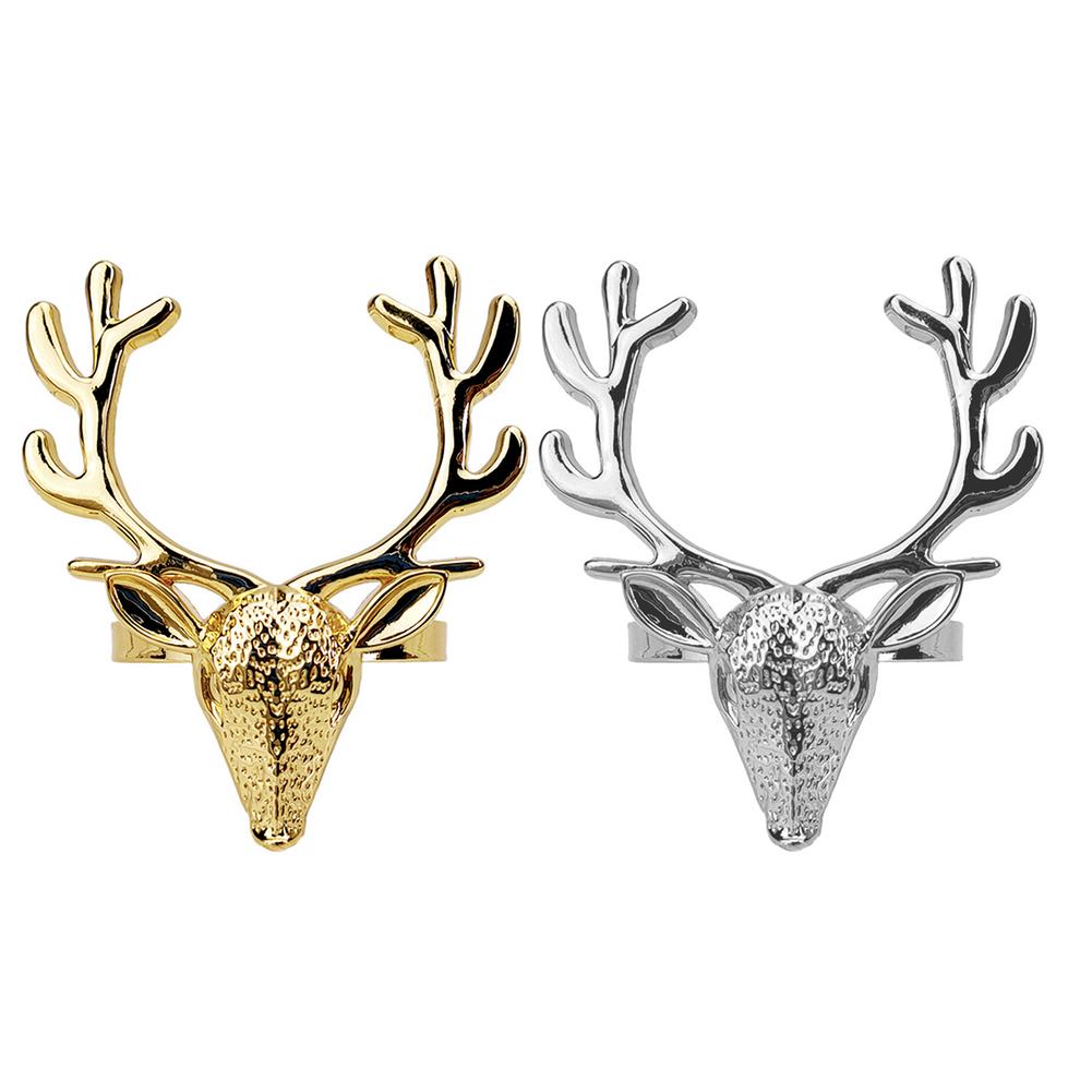 1Pcs Gouden Herten Hoofd Servet Gesp Kerst Herten Servetring Hotel Decoratie Doek Gesp Metalen Servetring Desktop Decoratie