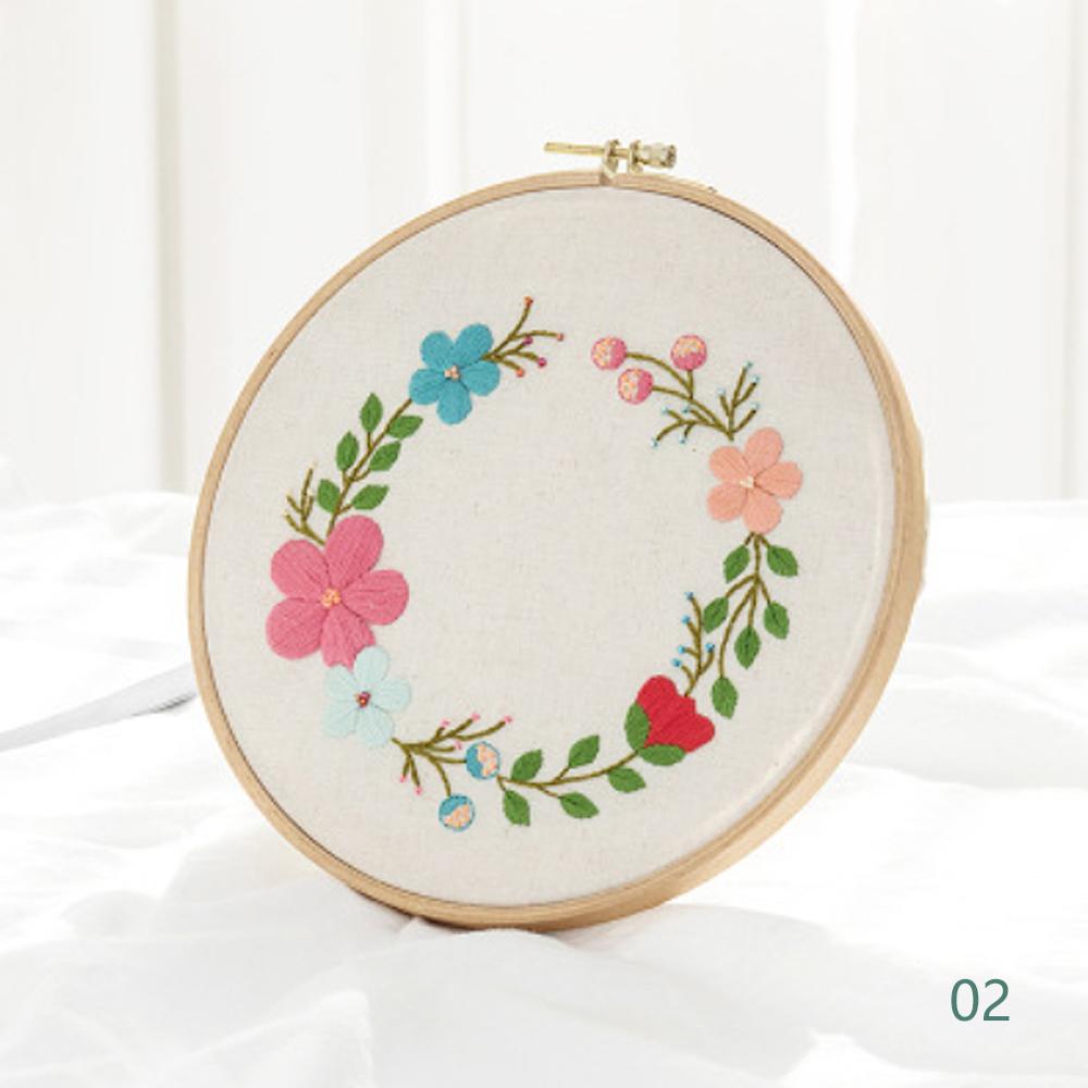 Cute Green Hands DIY Handcraft Beginners Embroidery Kit Needlework Stitch Kit Cotton Painting Embroidery With Hoop Home Decor: 02