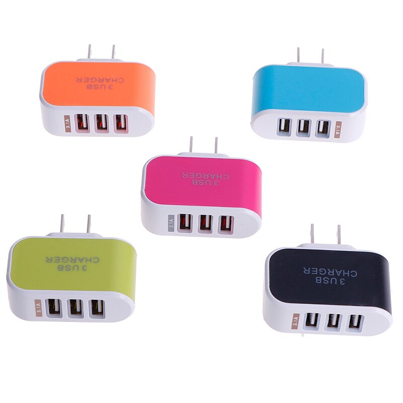 1 st. oplader 5v 3.1a drievoudige usb-poort muur thuis reizen ac mobiele snellader adapter us stekker benodigdheden