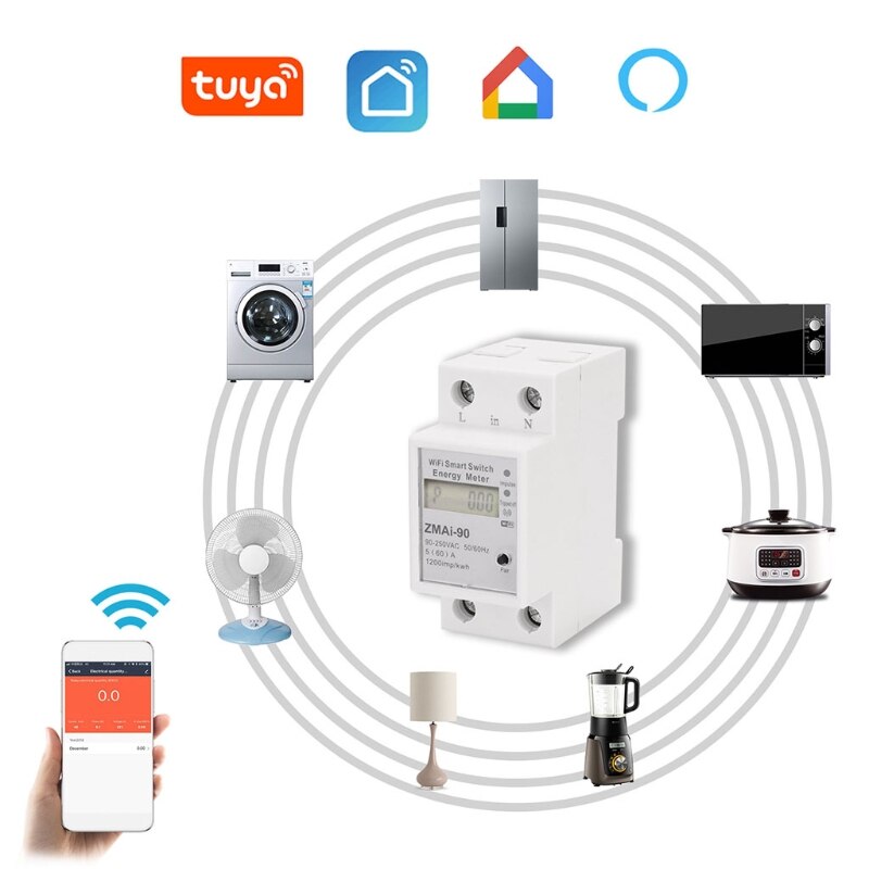 Wifi Intelligent Energy Meter for Calculate Total Consumption for Home School and Office Decoration High Reliability