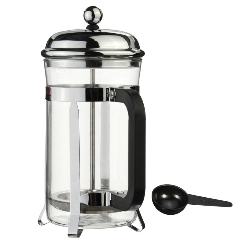 600ml Stainless Steel 210*150mm French Press Tea Coffee Maker Cafetiere Heat-resistant Glass Pot