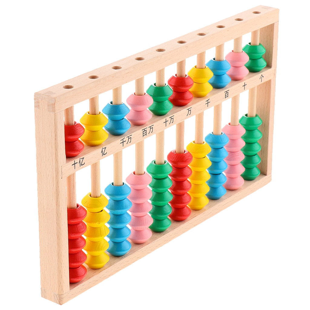 Houten Abacus Classic Tellen Tool, Chinese Rekenmachine, Telraam Educatief Speelgoed Met 70 Kleurrijke Kralen