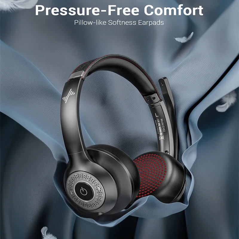 JIAMQISHI Wireless Headset with Mic for Work Bluetooth V5.2 Headphones with AI Noise Cancelling Mic USB Dongle for Laptop,PC