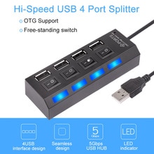 4 Port USB HUB USB 2.0 HUB Splitter High Speed Met Aan/Uit Schakelaar Multi LED Adapter Voor Tablet laptop Computer Notebook
