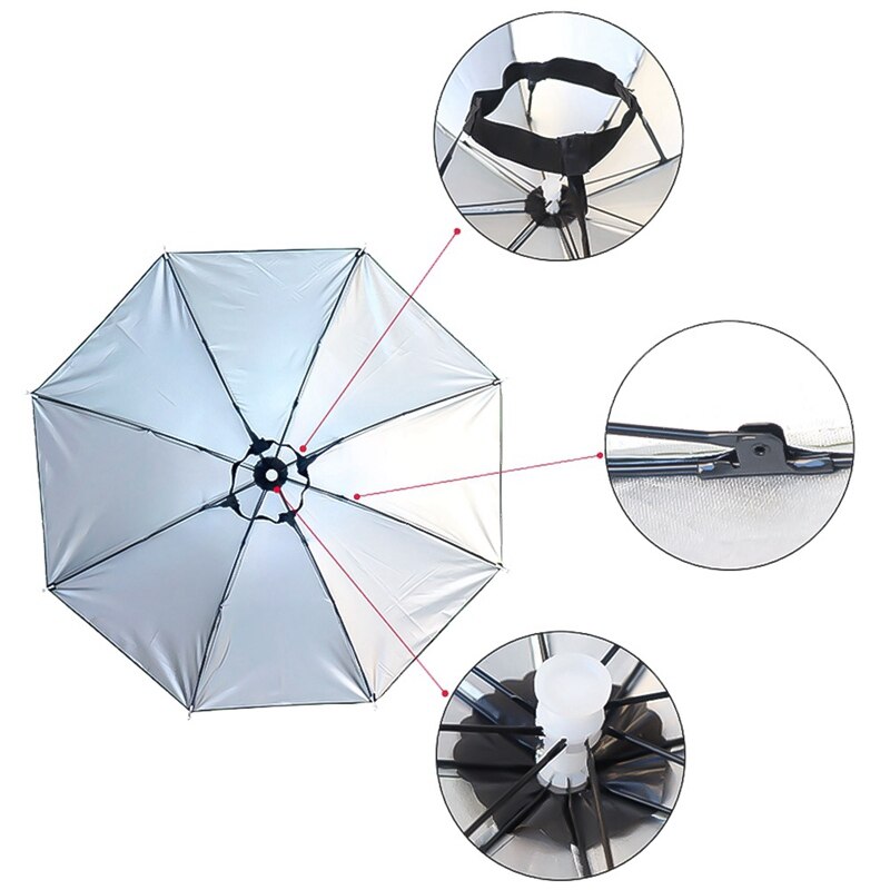 69cm Folding Umbrella Hat Cap Women Men Umbrella Fishing Hiking Golf Beach Headwear Handsfree Umbrella for Outdoor Sports