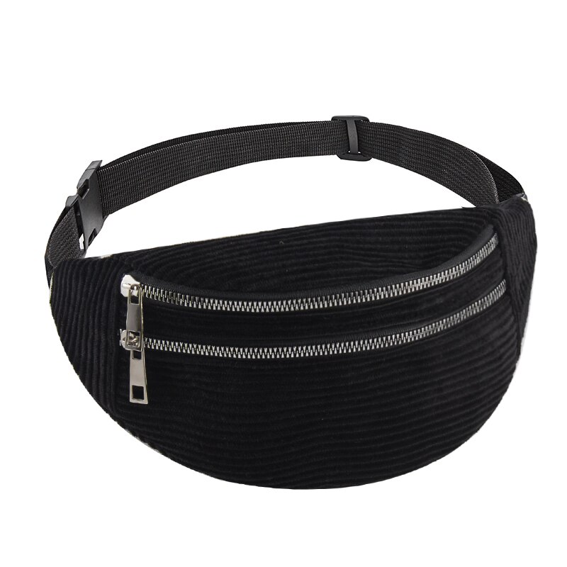 Heuptas Taille Packs Voor Vrouwen Luxe Tas Corduroy Vrouwen Tas Fanny Pack Bericht Tas crossbody: Black