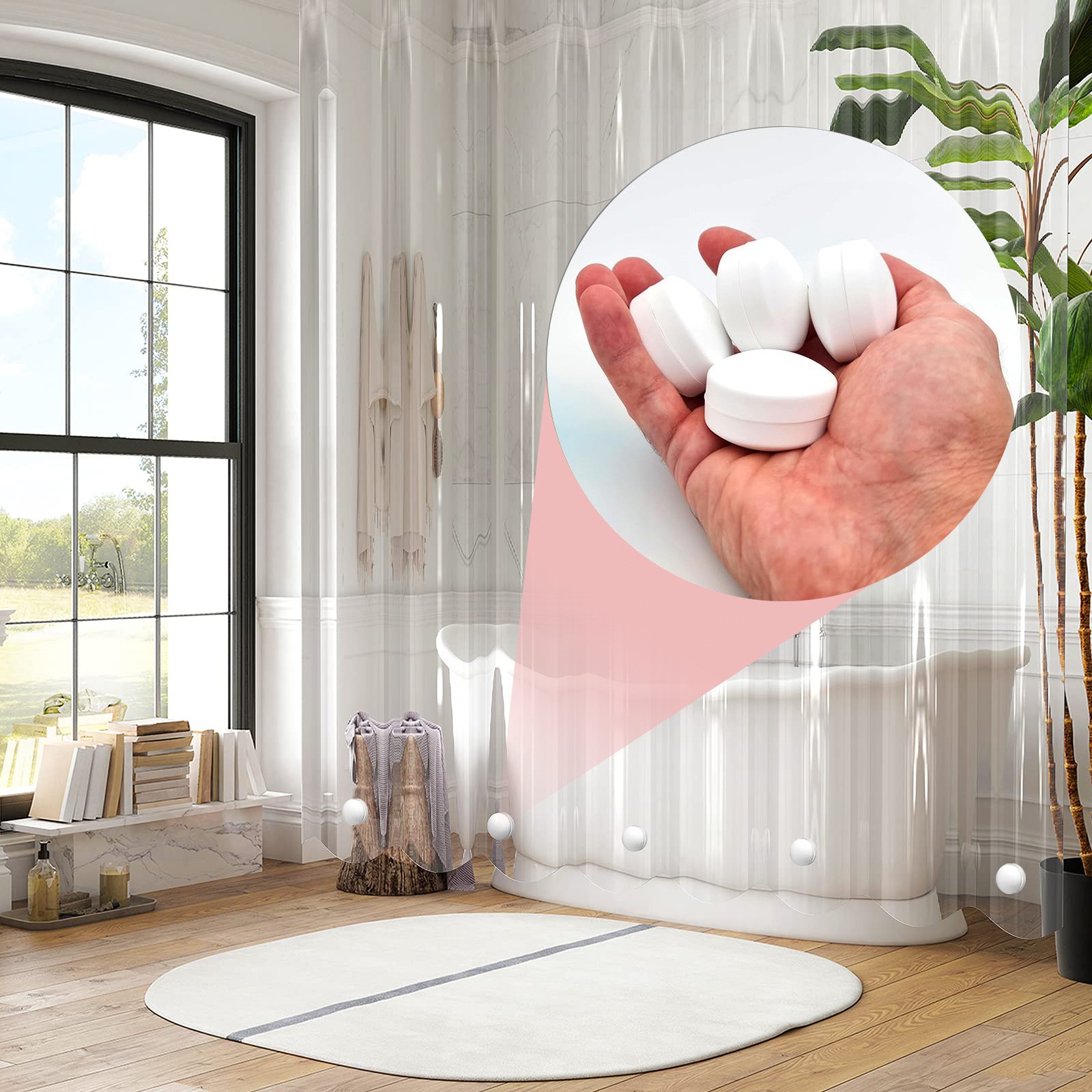 Pesi magnetici per tende da doccia per un'esperienza bagno senza spruzzi - 360 ° Avvolto in silicone - non arruggerà mai - Magneti pesanti