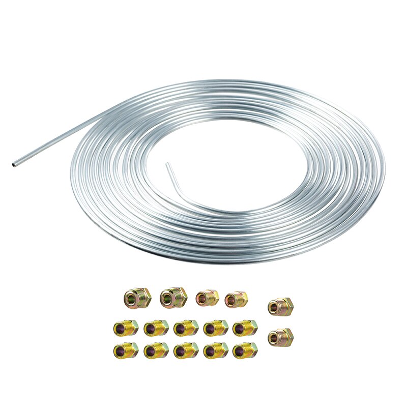 Tubería de freno de cobre-níquel para coche, Kits de accesorios de bobina y ajuste, mangueras 3/16 OD, accesorios de resorte, piezas de repuesto para automóviles, 25 pies