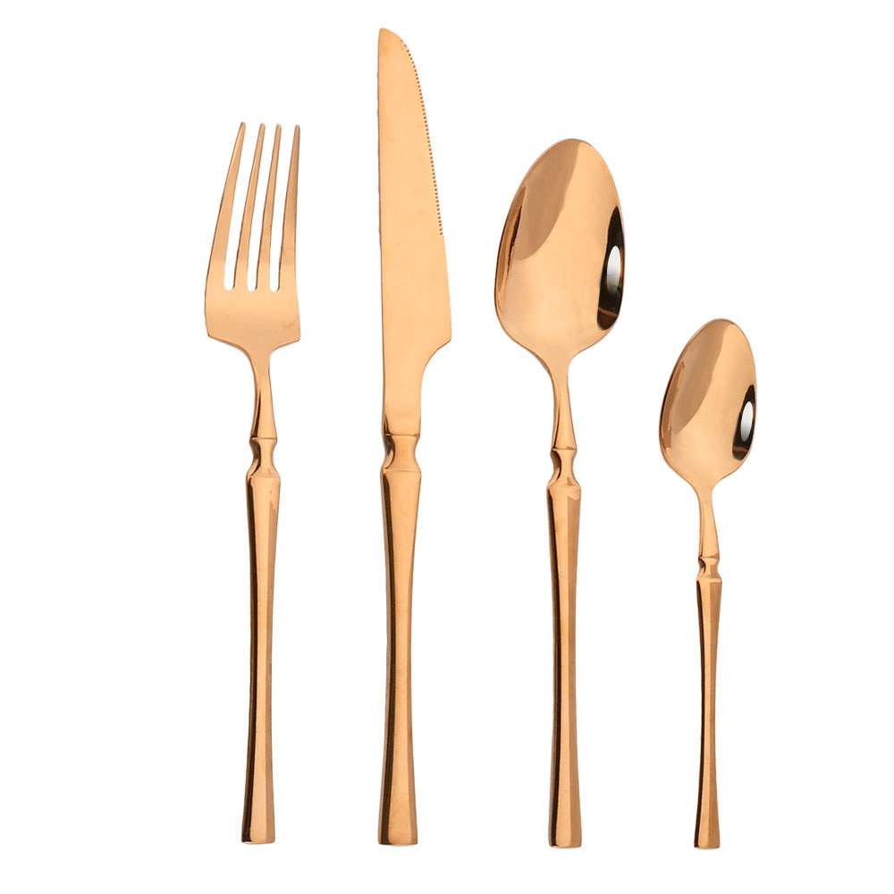 Argent brillant Vaisselle Ensemble De Couverts En Acier Inoxydable 4/8/16/24/32Pcs Fourchette Couteau Cuillère Couverts Vaisselle Cuisine Argenterie: 2 Set / Rose