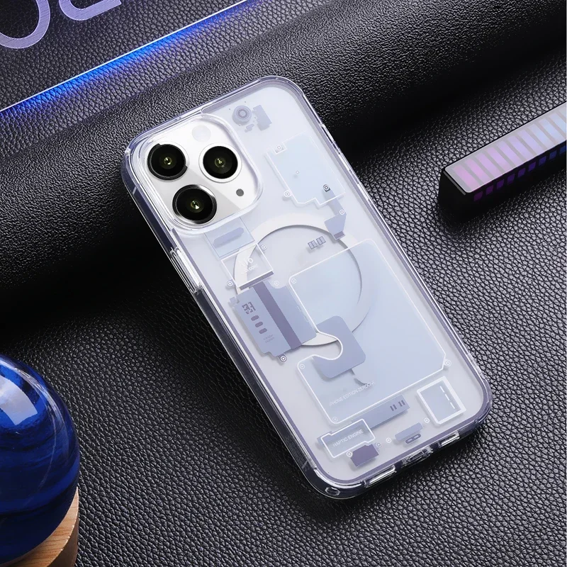 Technology Magnetic Case for iPhone 17 Pro Max 16 15 14 13 12 Cover 17Pro Clear Shockproof for MagSafe Phone Cases Coque: 12" / Beige