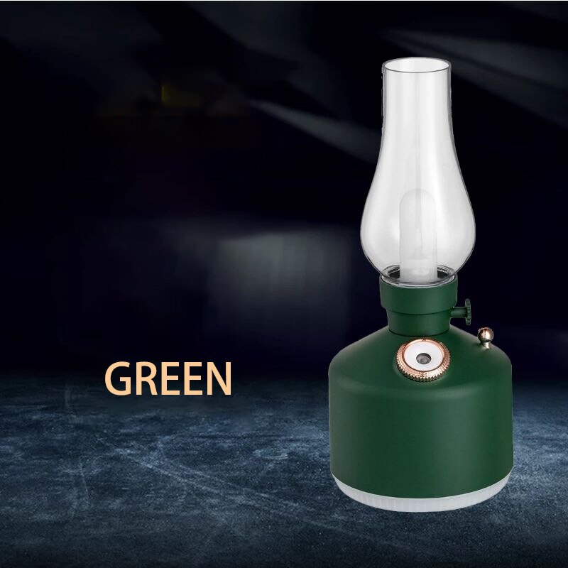 Retro Lamp Luchtbevochtiger Draadloze Aroma Diffuser Oplaadbare Essentiële Olie Humidificador Kleur Lichten Cool Mist Voor: GREEN