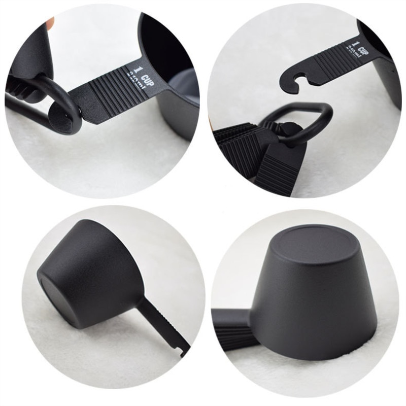 Juego de 9 cucharas medidoras de Color negro y cuchara medidora tipo pala para hornear, cucharón medidor con escala, cucharadita de cocina, herramienta de cocina