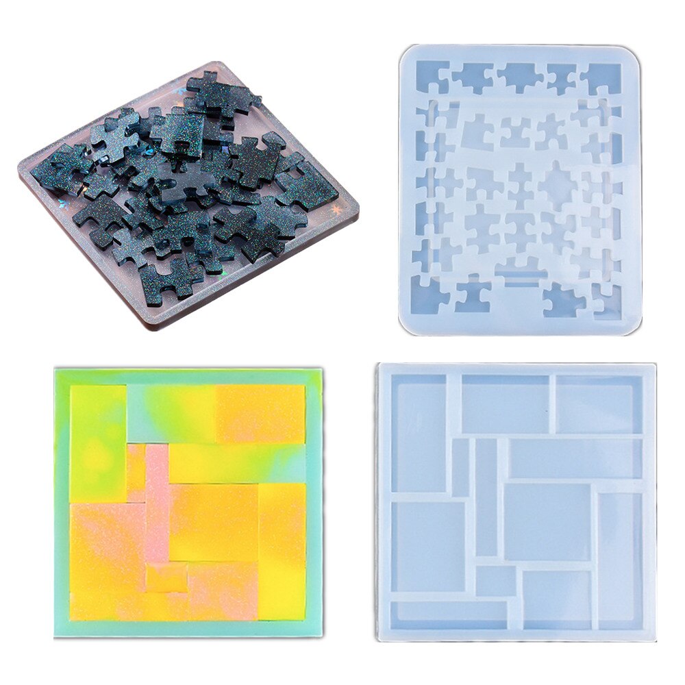 Puzzle Puzzle Silikon Formen DIY Handwerk Harz Gussformen Für Heimat Dekor Spiel spielen UV Epoxid Harz Tablett Bahn bilden Bausatz: 01 und 02