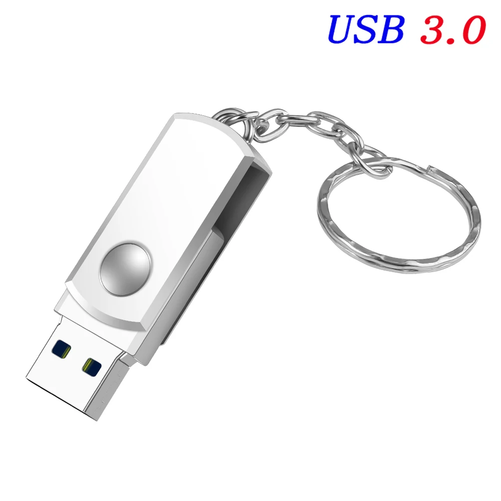 Raskt roterbar usb 3.0 minnepinne 64gb mini metallpenn 32gb høyhastighets minnepinne gratis nøkkelring u disk: Sølv / 4gb