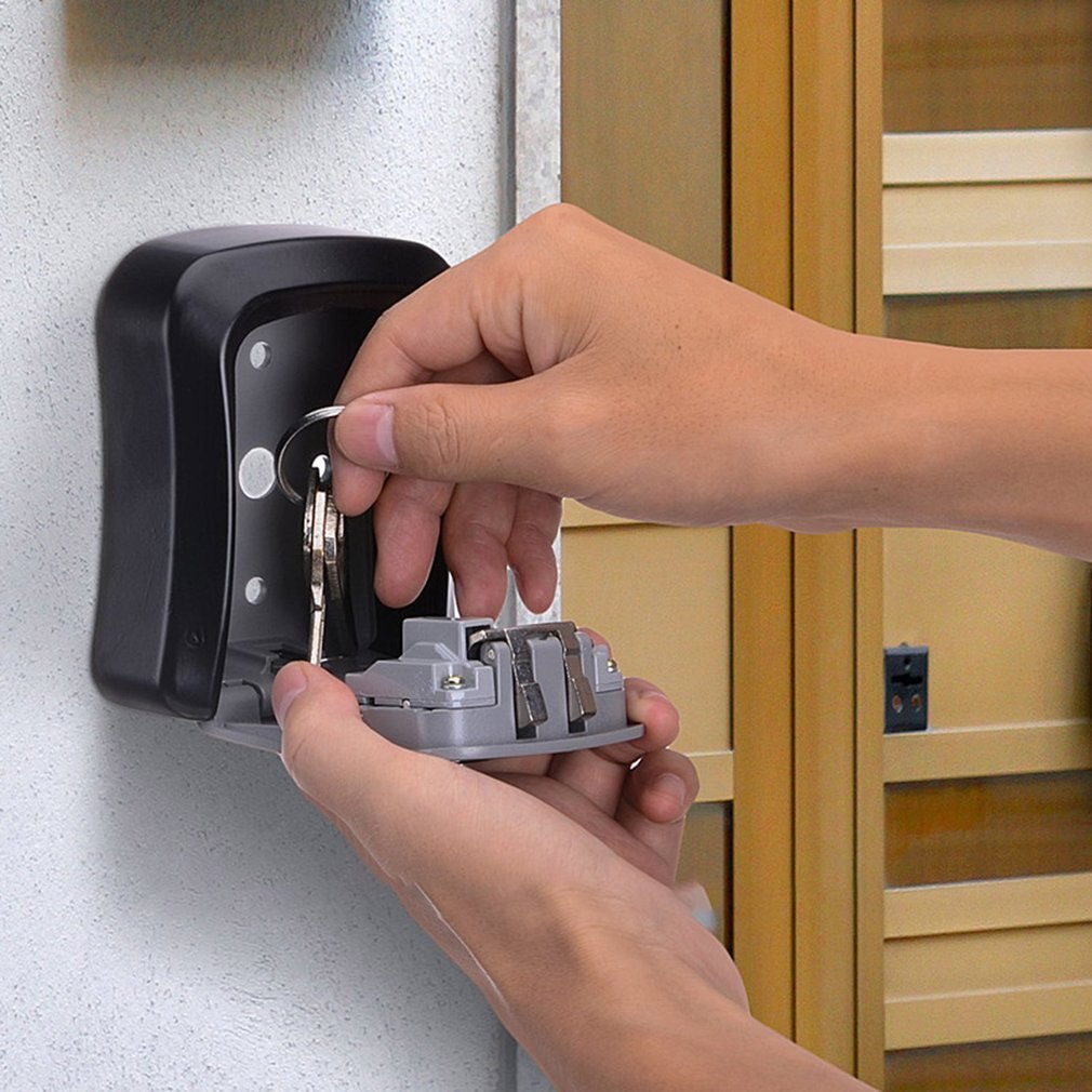 Nøglekort adgangskodeboks, hovednøgleboks, adgangskodelås, dekoreret krypteringsnøgleboks ks008 4- cifret vægmonteret buet / / / hjem