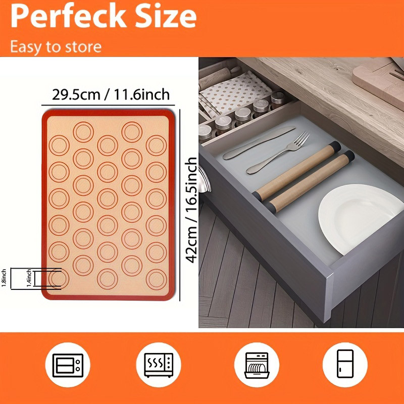 Siliconen bakmat voor oven, Macaron-siliconenmat met antiaanbaklaag voor bakken, herbruikbare hittebestendige bakmat van half vel