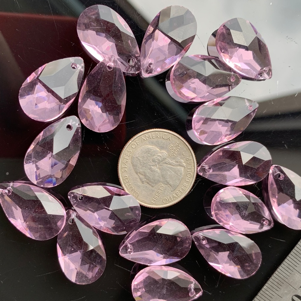 10pc rosa dråpeglass krystall 20mm lysekrone del lampe prisme solfanger gjør-det-selv anheng øye tåre fasettert