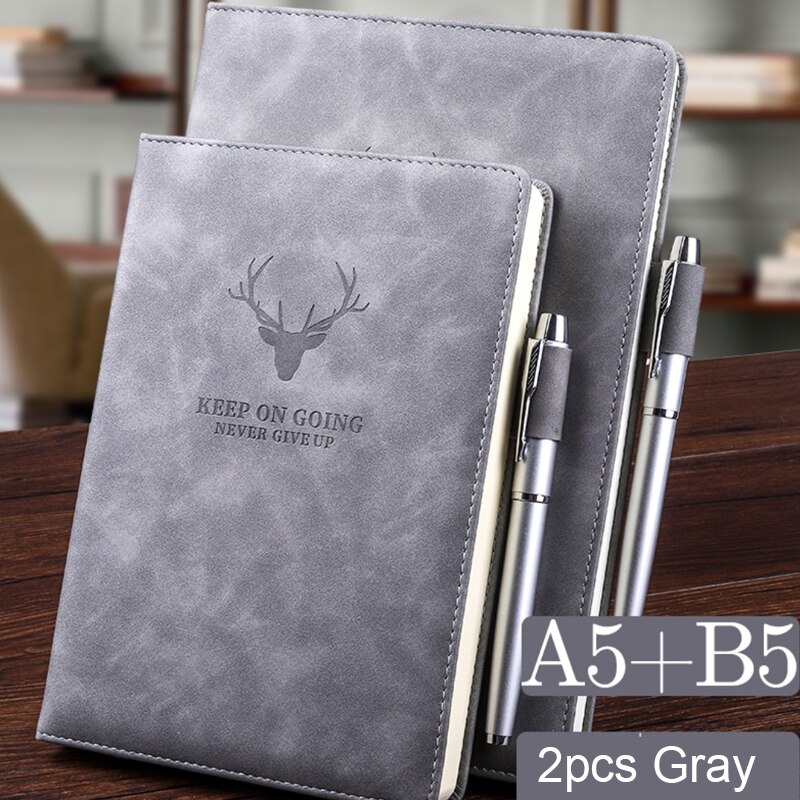 360 Pages Thick A5 B5 Journal Notebook Daily Business Office Work Notebook Simple Thick College Office Diary School Supplies: A5 B5 Gray