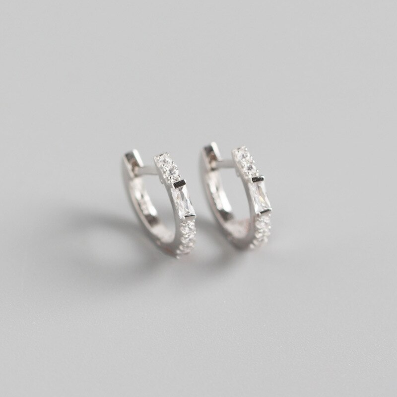 Ying Vahine 100% 925 Sterling Zilveren Vierkante Zirkoon Stud Oorbellen Voor Vrouwen