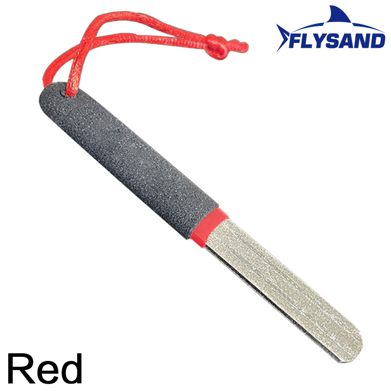FLYSAND-afilador de anzuelos de pesca portátil con doble ranura para exteriores, herramienta para afilar anzuelos, accesorios de pesca: Naranja