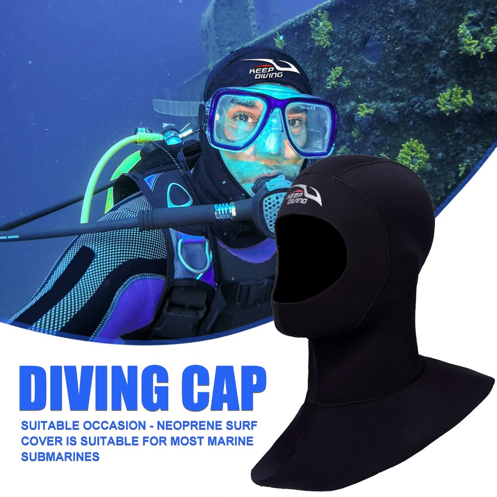 KEEP DIVING 3MM Neoprene Scuba Diving Hood With Shoulder Snorkeling Equipment Hat Cap Winter Swim Warm Wetsuit Spearfishing