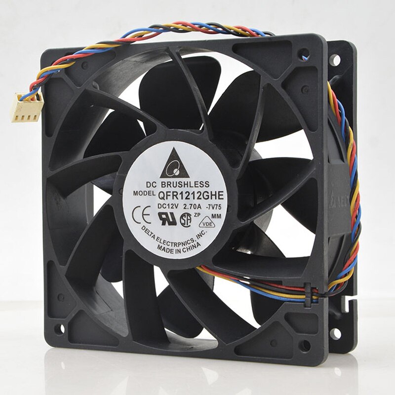 Original Cooling Fan QFR1212GHE 12V 2.7A 120*120*38mm 4Pin 6000RPM For Miner