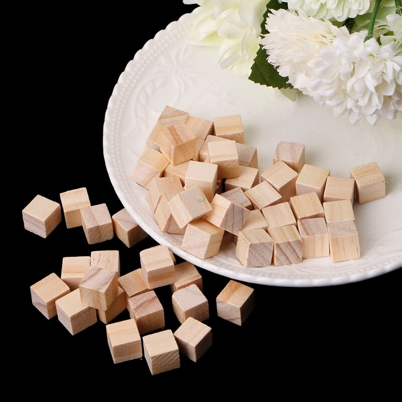 10/20/25mm Wooden Square Blocks Mini Cubes Embellishment for Woodwork Craft DIY