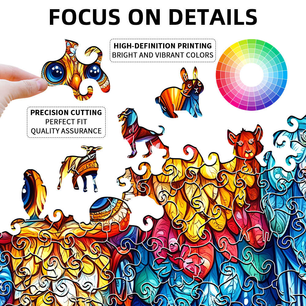 Wooden Puzzles for Adults - Embossed Owl Wooden Jigsaw Puzzle: Unique Shape, Premium Craftsmanship | Ideal Family & Wall Ar