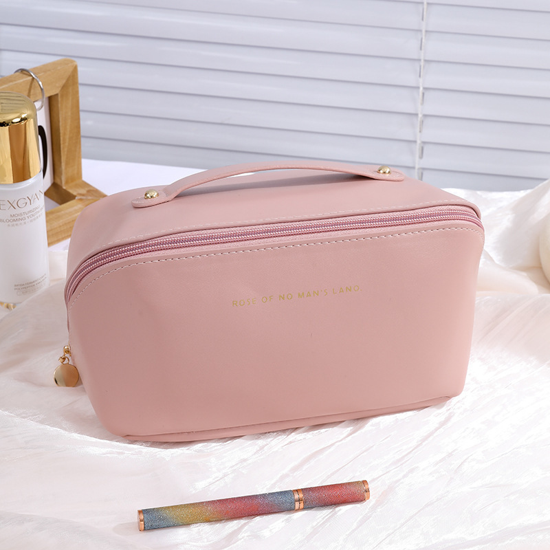 Bolsa de cosméticos para maquillaje, kit de aseo femenino de gran capacidad, estuche de viaje con cremallera, bolsa de almacenamiento, caja organizadora de lujo para mujer: Azul