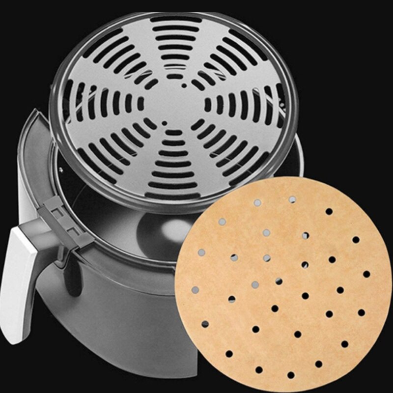 Luftfryser, bakepapir, sett  of 100, 7.5 tommers ronde luftfryserfôr / bambusdamppapir for luftfryser, dampkurv og