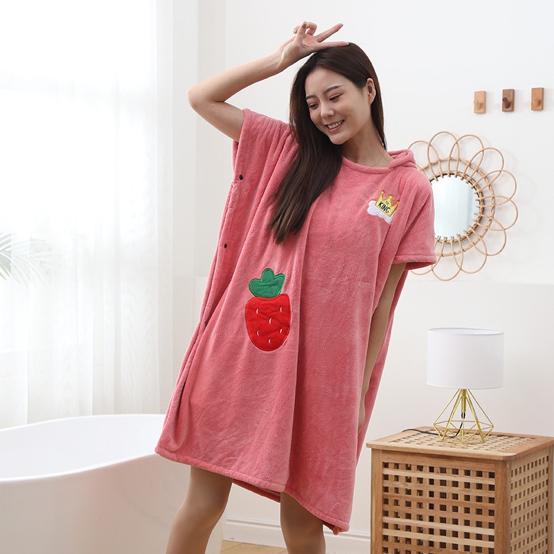 Wearable Microfiber Bathrobe Woman Shower Female Soft Bath Towel for Adults for Home Textiles Bath and Sauna Towels Bathroom: C