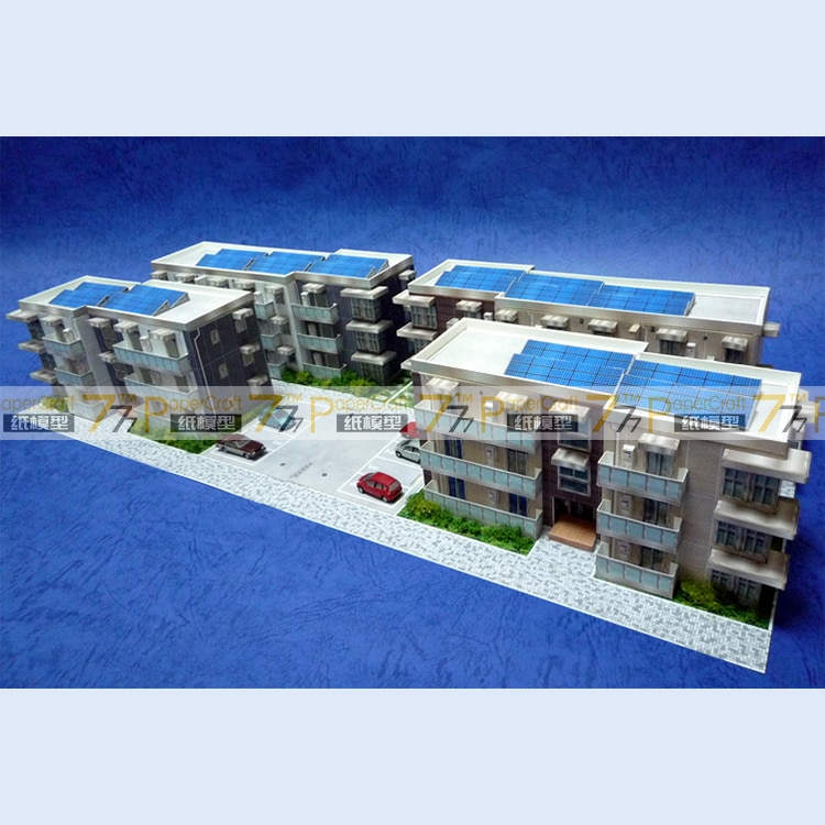 2 Residentiële Appartement Gebouwen In Woonwijk 1:150 Japanse Architectonische Scene Series 21 3D Papier Model Kinderen Speelgoed