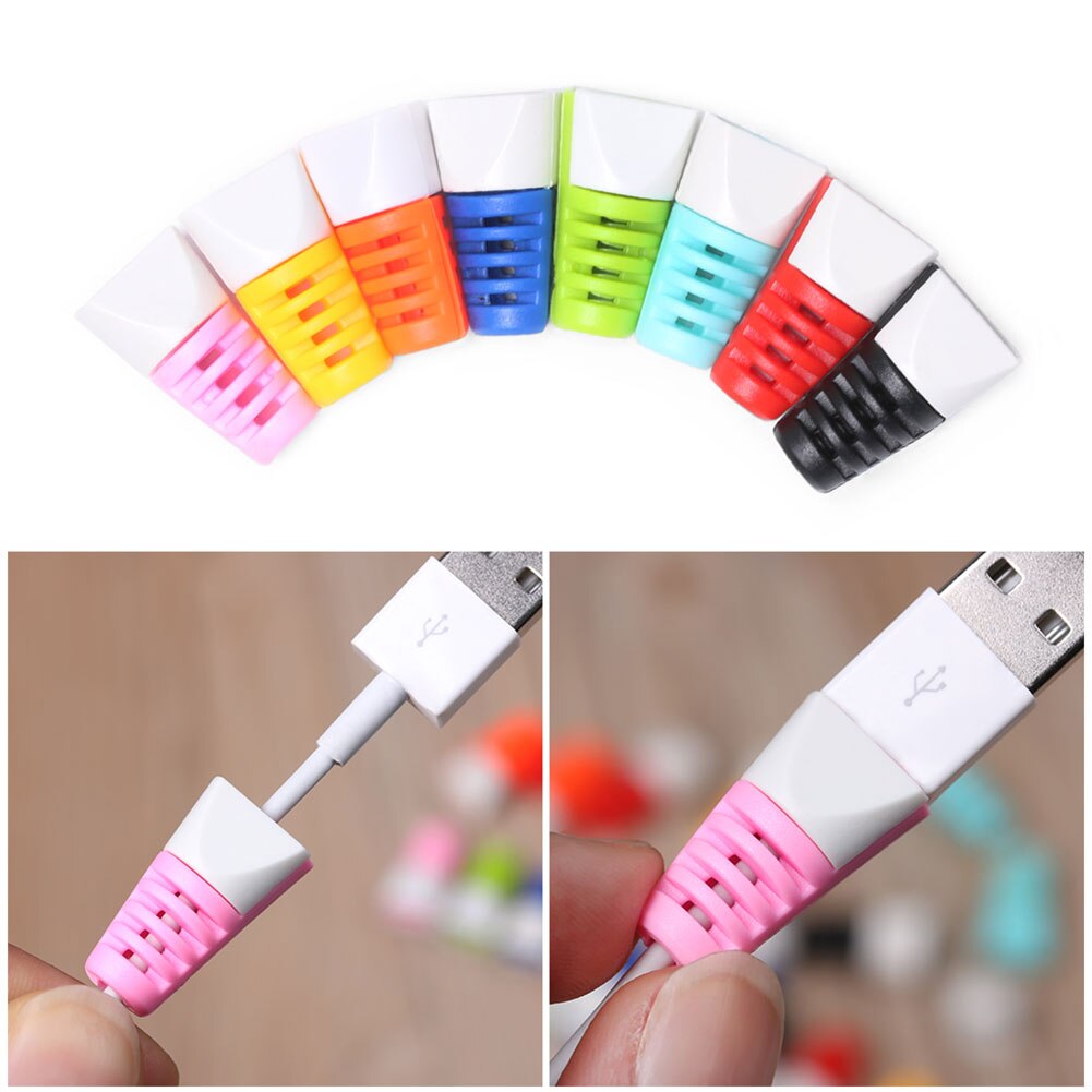 10Pcs/set Soft Cable Protector Data Line Case Protection Spring Twine Bobbin Winder For iPhone Android USB Charging Cable Cover