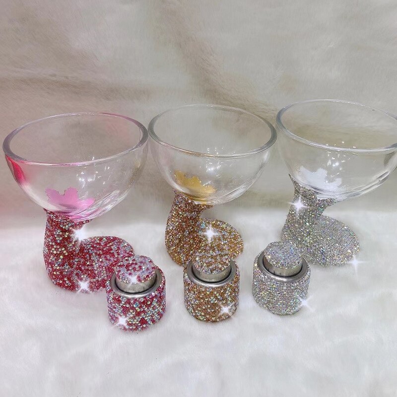 Champagne Glas Stopper Sets Diamond Shiny Crystal Cup Bruiloft Bar Cocktail Wijn Partij Drinkware Mokken