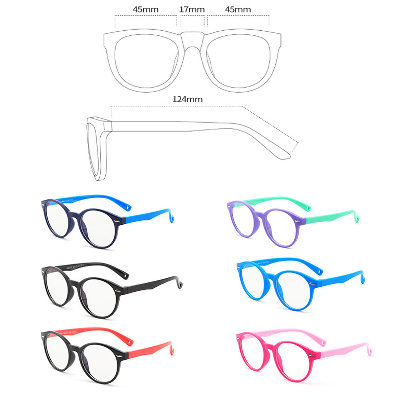 Gafas redondas con filtro antideslumbrante para niños y niñas, montura óptica transparente, con bloqueo de luz azul, UV400,