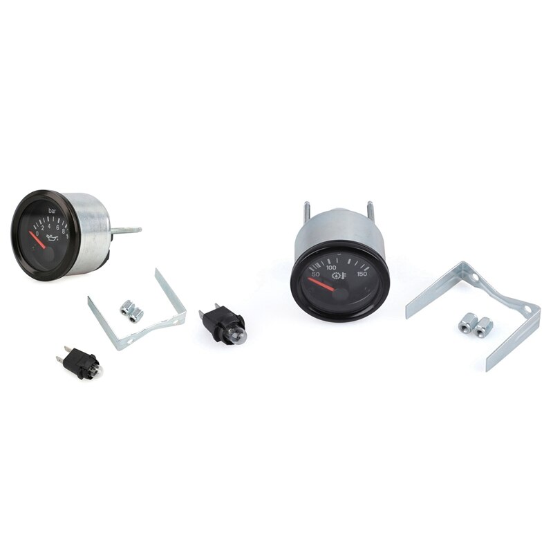 1 Set Oil Pressure Indicator Supplementary Instrument & 1 Set 52mm Car Oil Temperature Gauge Oil Temp Meter: Default Title