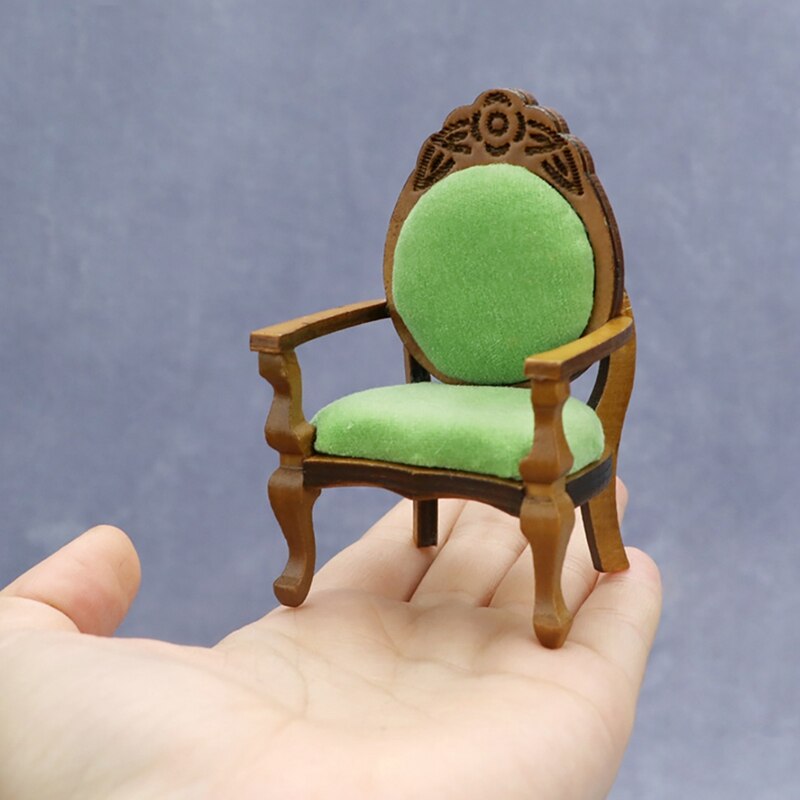 2 Stuks Miniatuur Poppenhuis Stoel 1:12 Meubels Poppenhuis Stoel Houten Gesneden Enkele Fauteuil Vintage Fauteuil Speelgoed