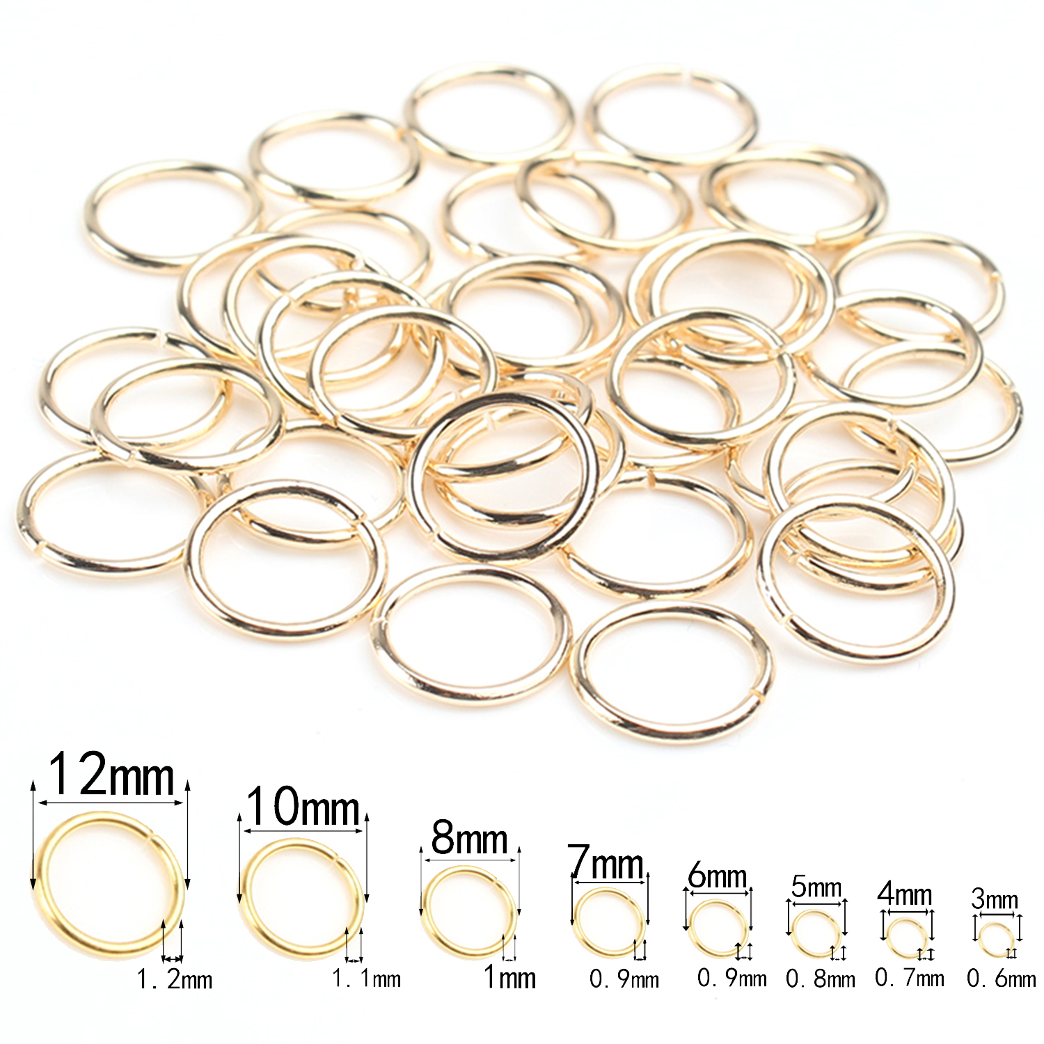 3-12mm Gold Silver Color Loops Open Jump Rings Metal Split Rings Connectors For Diy Jewelry Finding Making Accessories Supplies: 12mm / WHITE