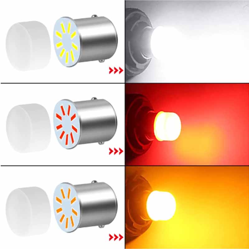 Bombilla LED trasera P21/5W Ba15S 1156 PY21W BAY15D 1157 luz de señal de giro 12V 7000K blanco superbrillante lámpara de estacionamiento de freno inverso de coche