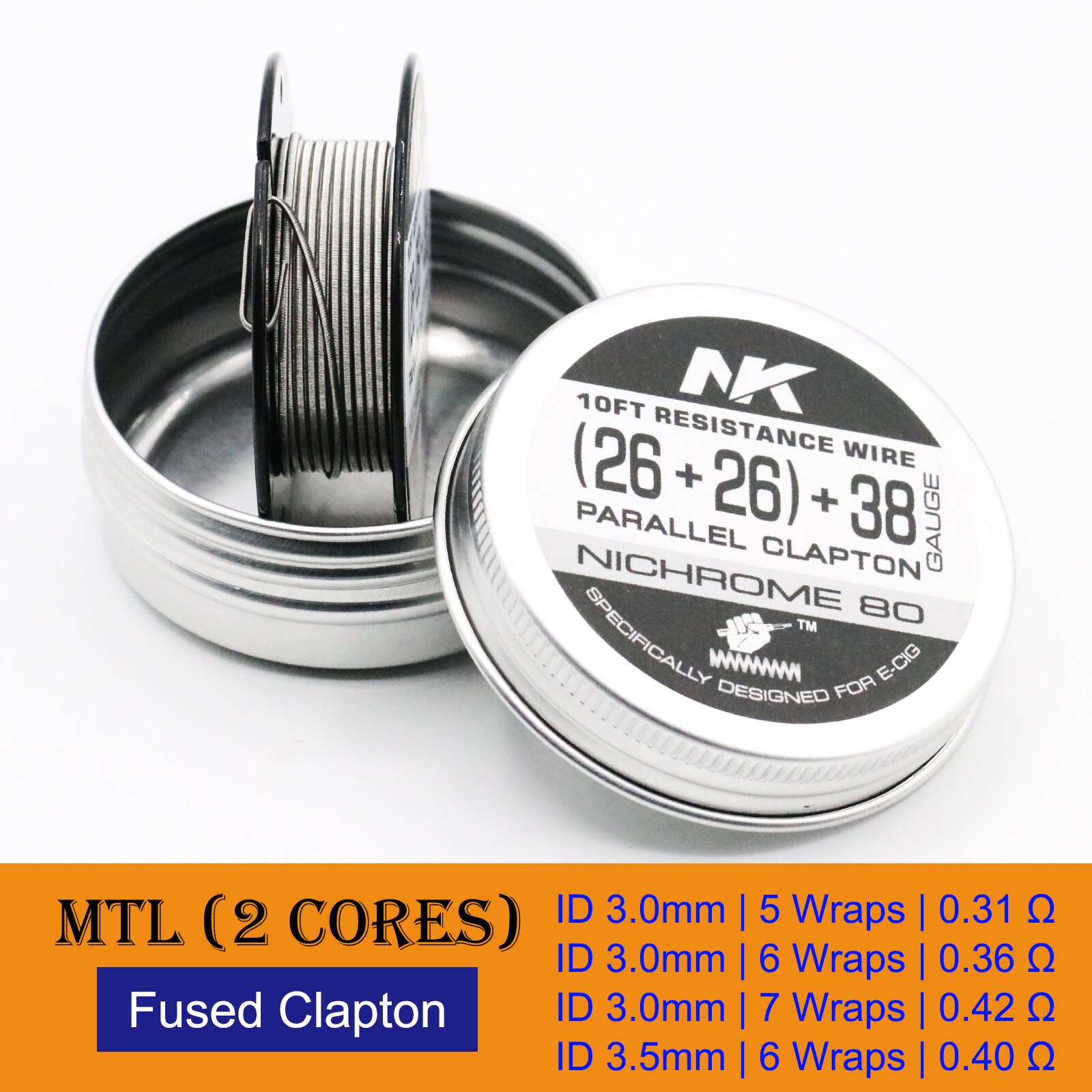 NK Ni80 filo di bobina Clapton fuso Nichrome sfalsato filo di riscaldamento alieno per Vape RDA RTA 10 piedi: 9. Ni80 26x2-38