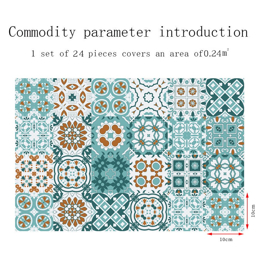 24Pcs Self Adhesive Wall Stickers DIY Tile Bathroom Wallpaper Household Kitchen Stickers Decoration Supplies: ET187