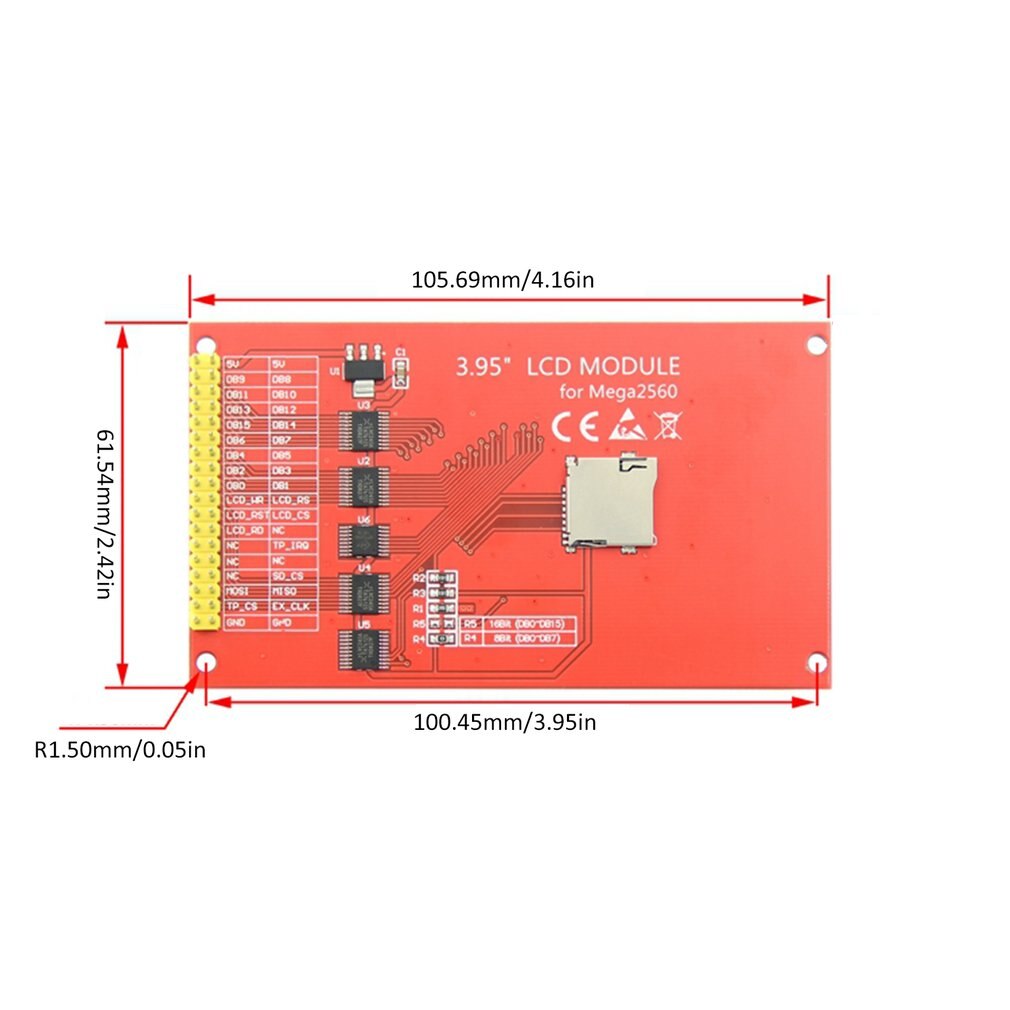 3.95 tommer tft lcd-skærm modul ultra  hd 320 x 480 til arduino